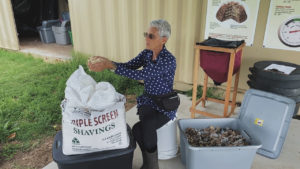Mindy showing pine shavings